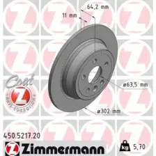 Тормозной диск ZIMMERMANN 450.5217.20 полный , задняя ось