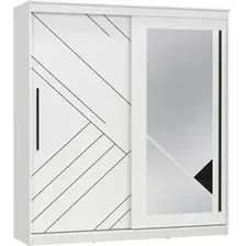 Шкаф-купе Олмеко Марко 95.11 2-х дверный с зеркалом (белый/белый/Masa Decor черный)