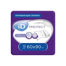 Пеленки одноразовые ID PROTECT впитывающие 60*90 см, 10 шт.