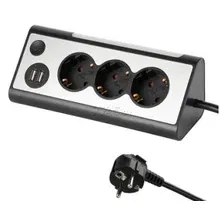 Удлинитель Electraline 62512 (1.5 м, серебристый/черный)