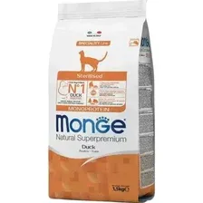 Сухой корм Monge Cat Speciality Line Monoprotein Sterilised, для стерилизованных кошек, из утки, 1.5 кг
