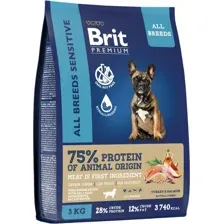Сухой корм для собак Brit Premium Dog Sensitive с лососем и индейкой 3 кг