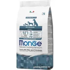 Сухой корм для собак Monge All Breeds Adult Monoprotein Trout, Rice and Potatoes (для всех пород с форелью, рисом и картофелем) 2.5 кг
