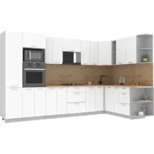 Готовая кухня Интерлиния Мила Лайт 1.88x3.4 правая (белый платинум/дуб бунратти)