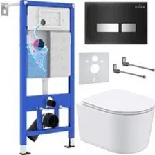 Унитаз подвесной Roxen Simple Compact в комплекте с инсталляцией StounFix Dual Fresh 6 в 1 965318 (к