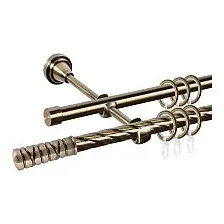 Карниз для штор АС ФОРОС Grace D16K/16Г + наконечники Торино (1.8м, антик)