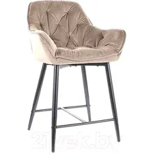 Стул барный Signal Cherry H-2 Velvet (Bluvel 28 бежевый/черный матовый)