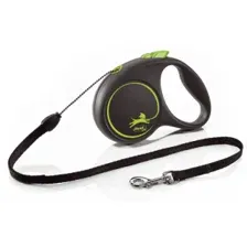 Рулетка Flexi Black Design S тросовая, зеленая, 5 м