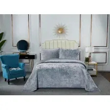 Набор текстиля для спальни Sofi de Marko Патрисия 240x260 / Пок-П-240x260сг1 (серо-голубой 1)