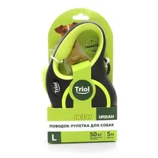 Поводок-рулетка для собак Triol Urban Neon L, 11121017, до 50 кг, черный, 5 м