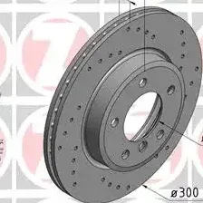 Тормозной диск ZIMMERMANN 150.1288.52 вентилируемый, перфорированный , передняя ось