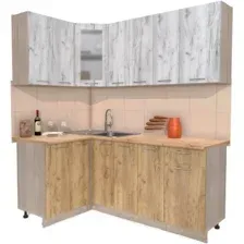 Готовая кухня Интерлиния Мила 12x19 (дуб белый-дуб золотой-дуб бунратти)