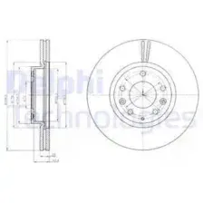 Тормозной диск DELPHI BG4255C вентилируемый , передняя ось