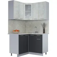Готовая кухня Интерлиния Мила 12x12 (бетон лайт-антрацит-опал светлый)