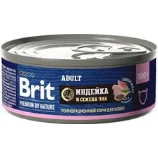 Консервированный корм для кошек Brit с мясом индейки и семенами чиа 100 г