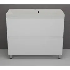 Symbolite Тумба под умывальник Манхэттен 100 Plus 2 ящика + Line 100x48 (белый матовый/жасмин)