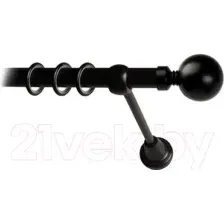 Карниз для штор Lm Decor Шар большой 059 1р гладкий 25мм (черный матовый, 3м)