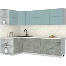 Кухонный модуль Интерлиния Мила Матте 1.5x2.7 А (океан/керамика/опал светлый)