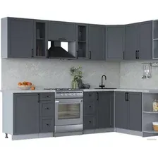 Готовая кухня Интерлиния Тренд 1.7x2.7 правая (пепел/пепел/опал светлый)