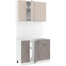 Готовая кухня Кортекс-мебель Корнелия Лира-лайт км.02458 1.1 м без столешницы (капучино/оникс)