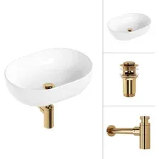 Умывальник Lauter 21836A + клапан 21190G + сифон 21635G (золото)