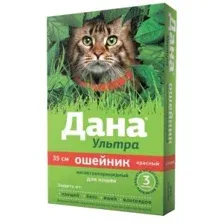 Ошейник Дана Ультра для кошек от блох и клещей, красный, 35см