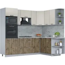 Готовая кухня Интерлиния Мила Лайт 1.68x2.4 правая (персидский жемчуг/дуб веллингтон/серый каспий)