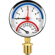 Термоманометр сантехнический Valfex 63мм 1/2" 16 бар 120°С / VF.TMN.63.012.16