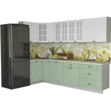 Готовая кухня Интерлиния Мила Деко 1.2x2.9 (мята/белый/опал светлый)