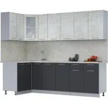 Готовая кухня Интерлиния Мила 12x25 (бетон лайт/антрацит/опал светлый)