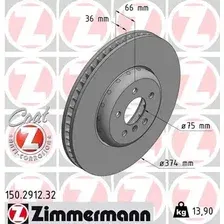 Тормозной диск ZIMMERMANN 150.2912.32 вентилируемый , передняя ось слева