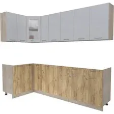 Готовая кухня Интерлиния Мила 12x25 без столешницы (серебристый/дуб золотой)