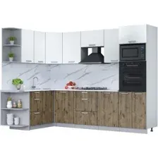 Готовая кухня Интерлиния Мила Лайт 1.68x2.8 левая (белый платинум/дуб веллингтон/белый гранит)