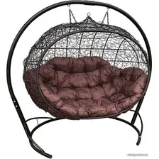 Подвесной диван M-Group Улей 11210405 (черный ротанг/коричневая подушка)