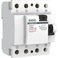 УЗО EKF Basic ВДТ-40 3P+N 63А 30мА (elcb-4-63-30e-sim)