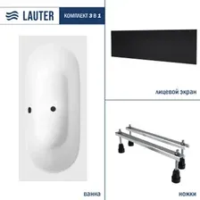 Ванна Lauter Ava 160х75 21208060 (с ножками и лицевым черным экраном)