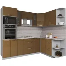 Готовая кухня Интерлиния Gloss 1.68x2.4 левая (капучино/капучино)