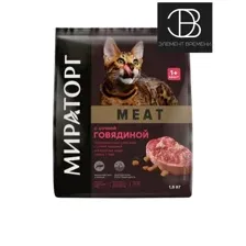 Мираторг meat сухой корм с сочной говядиной для взрослых кошек всех пород, 1.5 кг