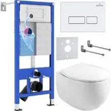 Унитаз подвесной Roxen Egg в комплекте с инсталляцией StounFix Dual Fresh 6 в 1 964170 (кнопка: белы