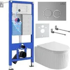 Унитаз подвесной Roxen Royal Matt в комплекте с инсталляцией StounFix Dual Fresh 6 в 1 968246 (кнопк