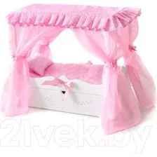 Аксессуар для куклы Leader Toys Diamond Princes Кроватка c царским балдахином / 71219 (белый)