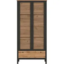 Шкаф-витрина Black Red White Loft REG2W1S (дуб вотан/черный)