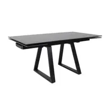 Стол МОНАКО NEW,керамика 0 кат. 1600(2240)х900, Камень черный Greys Black/Черный матовый, квадро