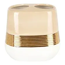 Стакан для зубной щетки и пасты Primanova Lucas Gold D-20452 (белый/бежевый/золотистый)