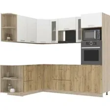 Готовая кухня Интерлиния Мила 1.68x2.4 левая без столешницы (белый платинум/дуб золотой)