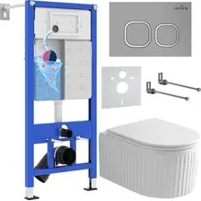 Унитаз подвесной Roxen Royal Matt в комплекте с инсталляцией StounFix Dual Fresh 6 в 1 968275 (кнопка: хром - матовый)