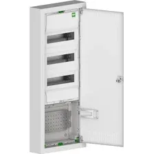 Бокс пластиковый Elektro-Plast MSF TWIN RN комбинированный,3*12M+1xМП перф., N/PE-шинки, 1xSCHUKO, мет. дверь, белый RAL9016, 358x853x100mm, IP30