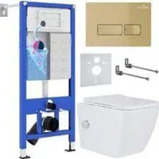 Унитаз подвесной Roxen Cube bidet в комплекте с инсталляцией StounFix Dual Fresh 6 в 1 968095 (кнопк