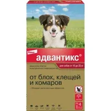Капли от блох и клещей Elanco Адвантикс для собак 10-25кг (4 пипетки)