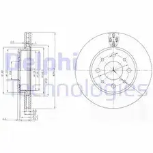 Тормозной диск DELPHI BG3839 вентилируемый , передняя ось